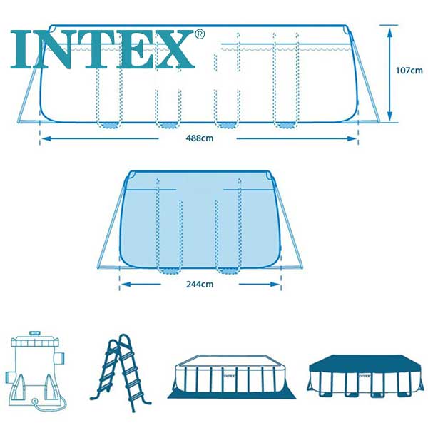 INTEX Базен 26792NP Правоаголен со конструкција 488x244x107cm