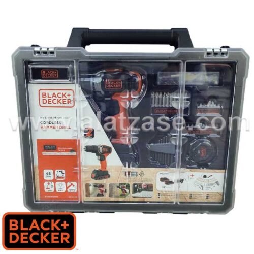 Black+Decker BCD003D2AMB 18V 2x2Ah Акум. Ударна Дупчалка со прибор 100 парчиња