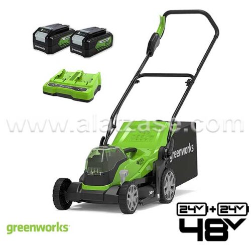 Greenworks G24X2LM36K4X Акумулаторска косилка за трева со 2 батерии и полнач