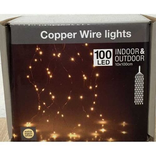 Новогодишни сијалички бакарни Micro LED 100 WW 10x100cm