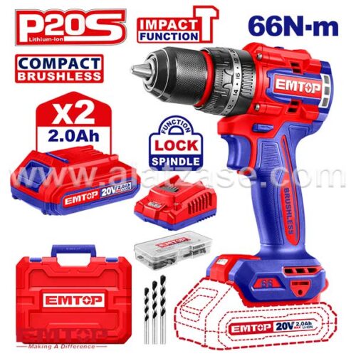 EMTOP ECIDL20668 Акумулаторска ударна дупчалка-одвртувач