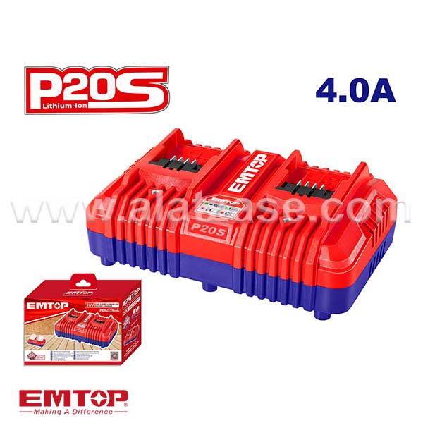 EMTOP EFCR20403 Двоен Полнач за Батерии 20V 4A
