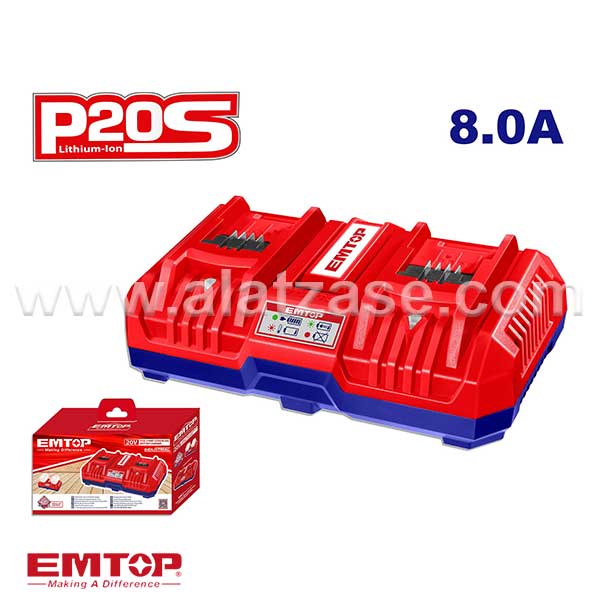 EMTOP EFCR2082 Двоен Полнач за Батерии 20V 8A
