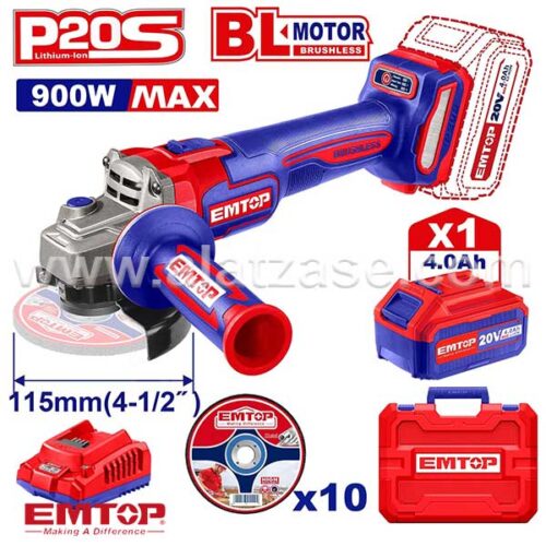 Emtop ELAG211541 Батериска Аголна Брусилка 115mm 20V