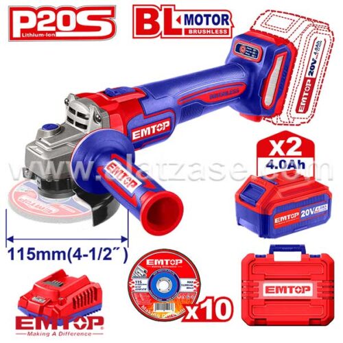 Emtop ELAG211542 Батериска Аголна Брусилка 115mm 20V