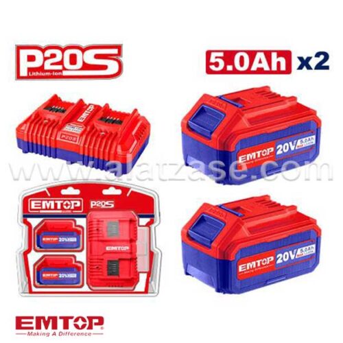 EMTOP ELBCPK2425 Батерии 5Ah и Полнач сет 20V