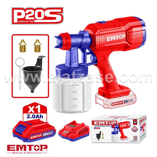 EMTOP ELSG20256 Акумулаторски Пиштол за Бојадисување