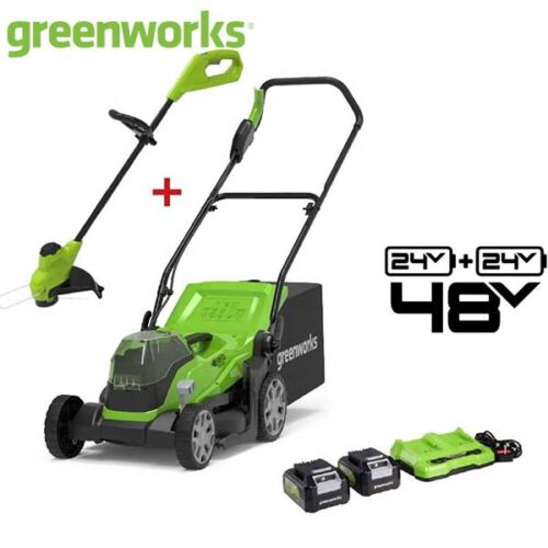 Greenworks Сет 48V Косилка G24X2LM36 + 24V Тример LT25K2X