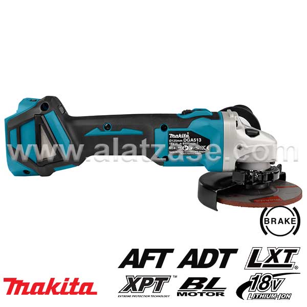 MAKITA DGA513Z Акумулаторска аголна брусилка (само уред)