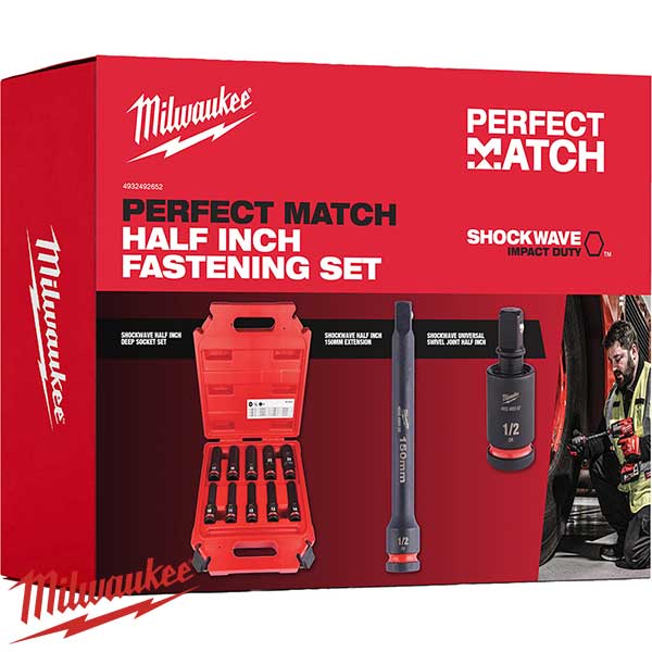 Milwaukee 12 делен сет насадни ударни клучеви на 1/2" SHOCKWAVE