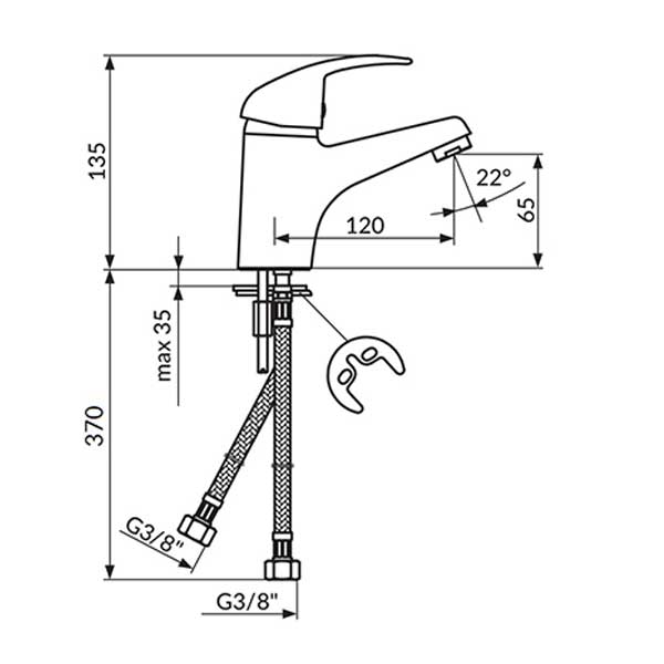 Еднорачна батерија за умивалник ROSAN KING J301001
