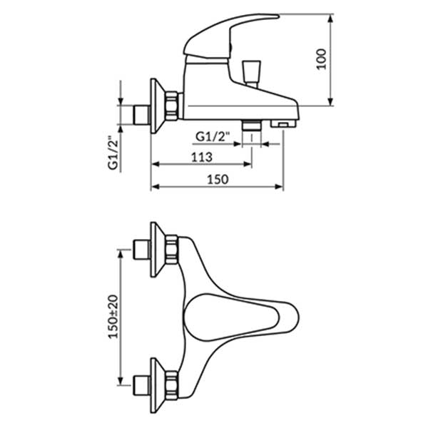 Еднорачна туш батерија ROSAN KING J331001