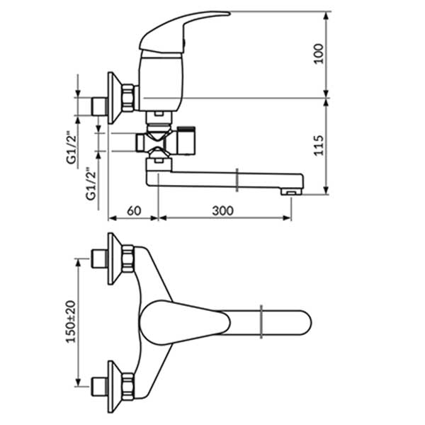 Еднорачна батерија со шведска лула ROSAN KING J341001