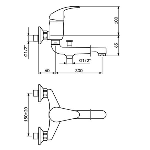 Еднорачна батерија со шведска лула ROSAN KING J341003