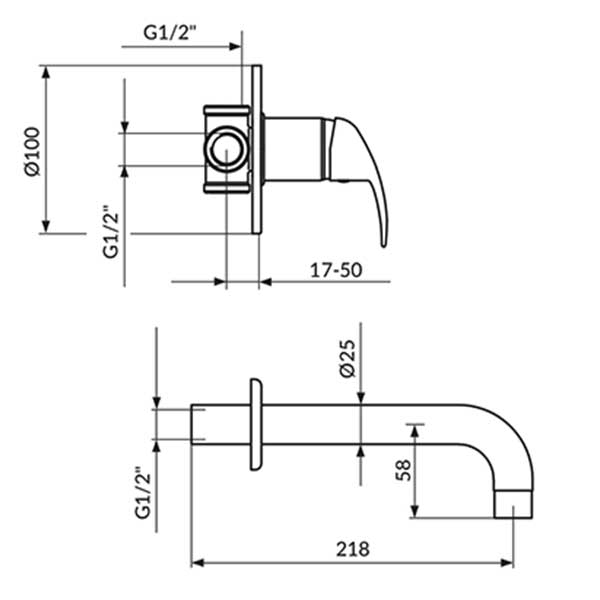 Еднорачна батерија за умивалник вградна ROSAN JP31401