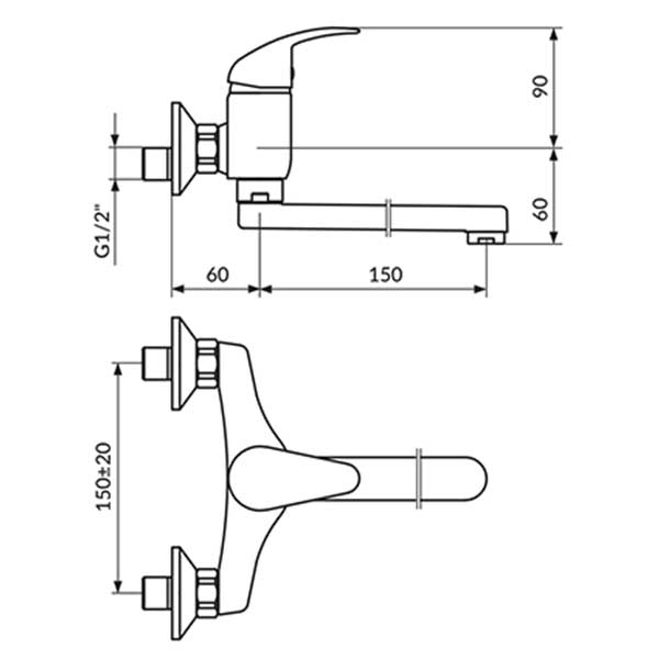 Еднорачна батерија ѕидна ROSAN JP321015
