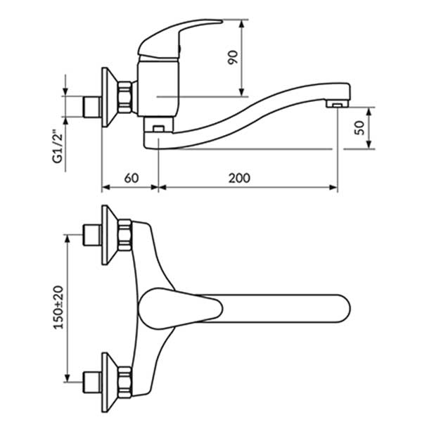Еднорачна батерија ѕидна ROSAN JP321S20