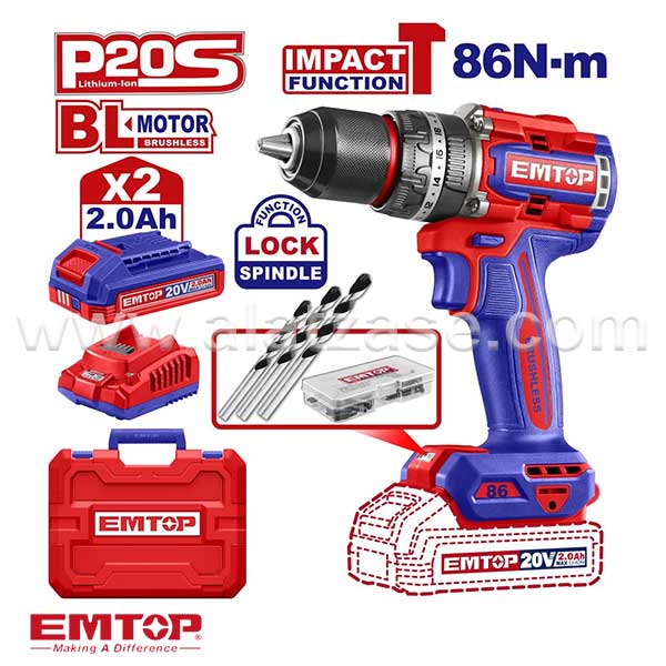 EMTOP ECIDL208687 Акумулаторска ударна дупчалка-одвртувач