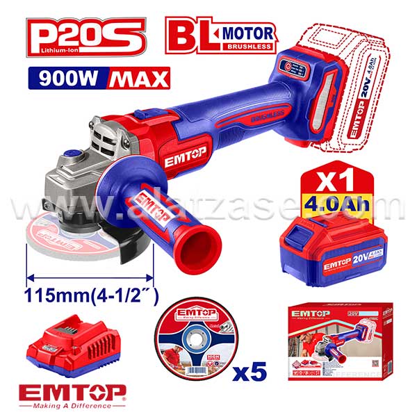 Emtop ELAG261521 Акумулаторска Аголна Брусилка 115mm 20V