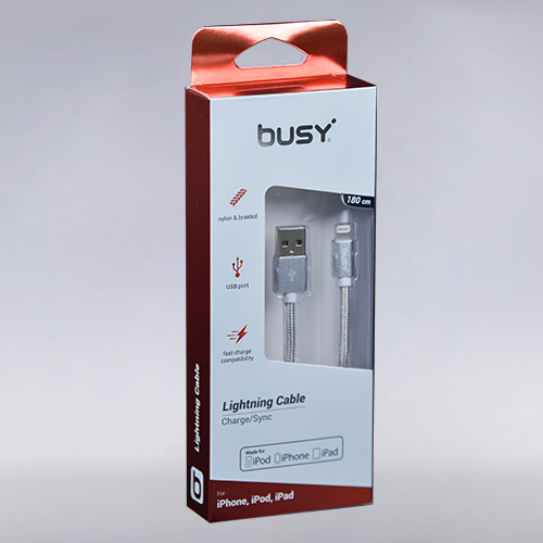 Лајтнинг (сертифициран) УСБ Кабел 1.8 м. Плетен Busy