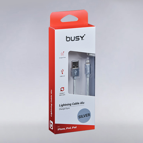 Лајтнинг (не сертифициран) УСБ Кабел 2.0 м. Плетен Busy (сив)