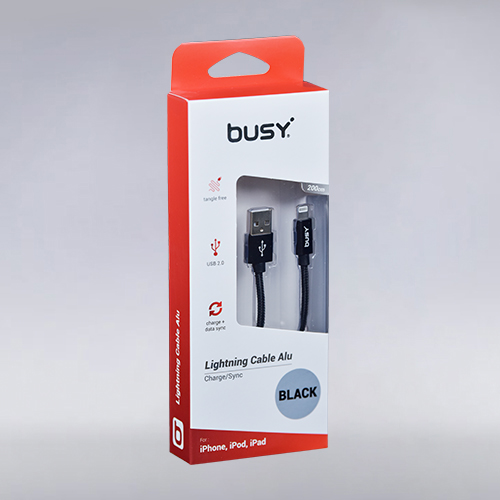 Лајтнинг (не сертифициран) УСБ Кабел 2.0 м. Плетен Busy (црн)