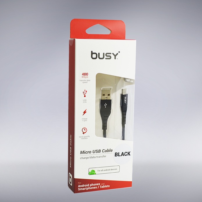 Микро УСБ Кабел 1.8 м. Плетен Busy