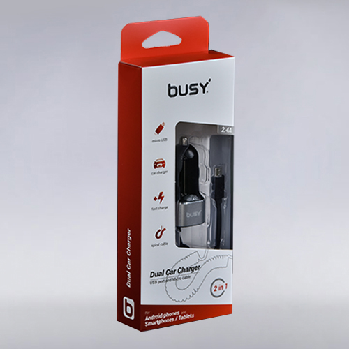 Двоен УСБ Полнач со кабел 2.4A Busy