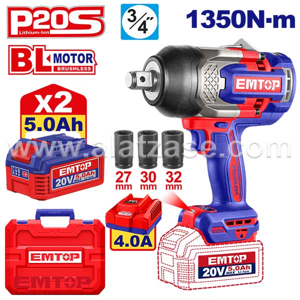 EMTOP ECIWL20135 Акумулаторски ударен одвртувач 1350Nm