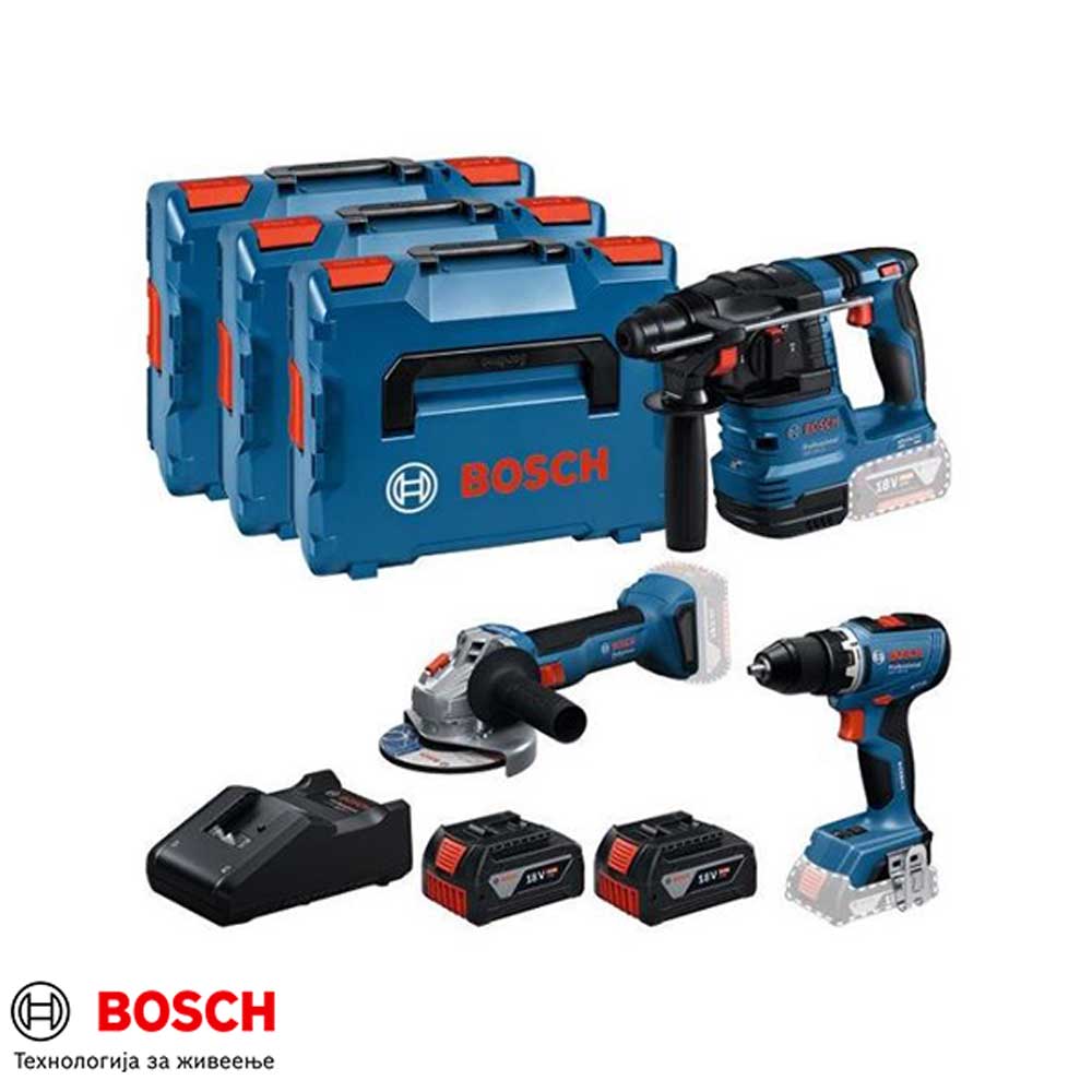 BOSCH GSR 18V 65 + GBH 18V 22 + GWS 18V 8 Акумулаторски сет