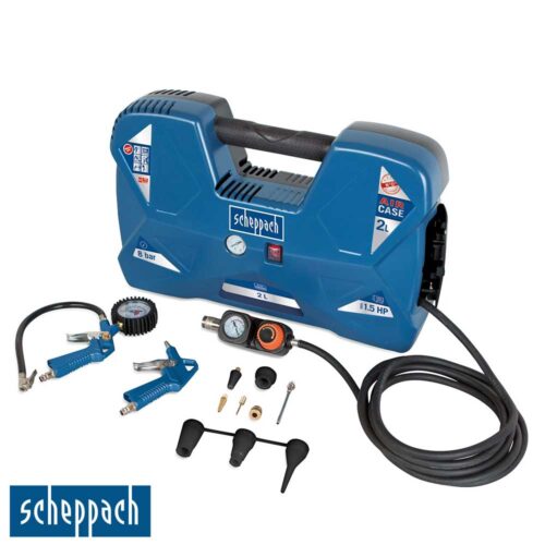 Scheppach Air Case Пренослив Куфер Компресор 1100W 8 Bar-2L